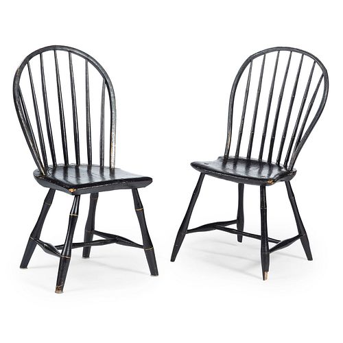 Two Painted Sack Back Windsor Chairs