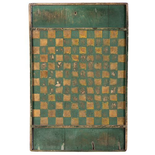 A Green and White Painted Wood Game Board