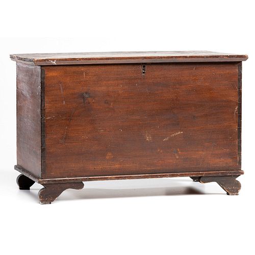 A Federal Diminutive Dark-Stained Pine Blanket Chest