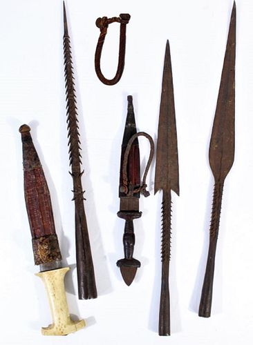 African Spearheads, Knives & Sheaths  1900's