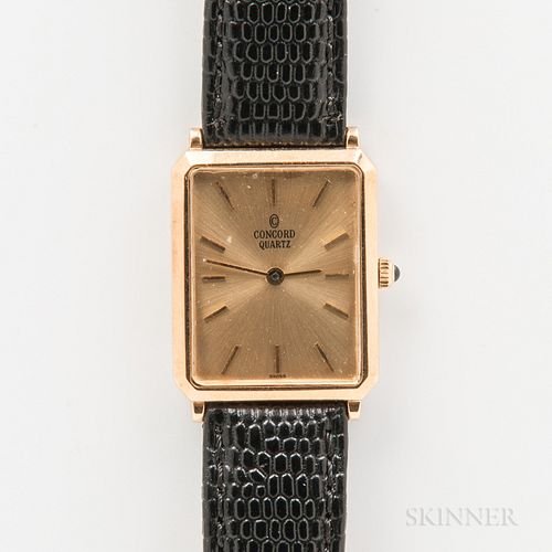 Concord 14kt Gold Mid-size Tank Wristwatch