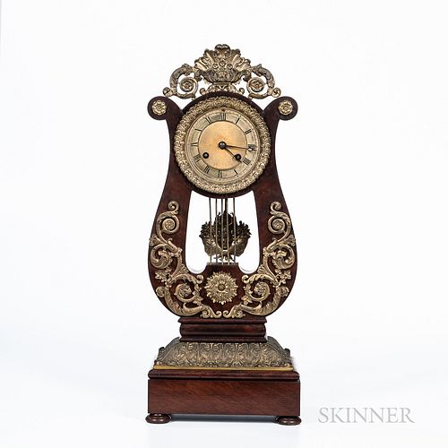 Laguesse & Co. Mahogany and Ormolu-mounted Lyre Clock