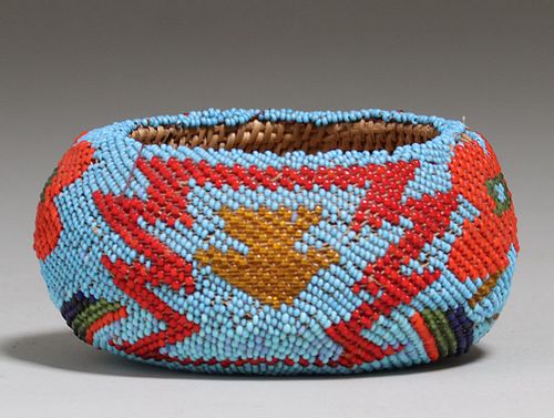 Native American - Paiute Tribe Beaded Basket c1920s