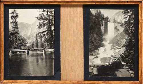 Two Antique Oak Framed Yosemite Photos c1900s