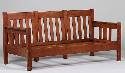 Stickley Brothers Three-Section Bench Settle c1910