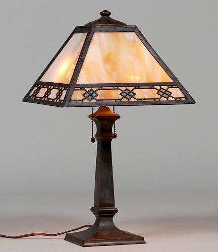 Handel Overlay Square Lamp c1910