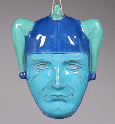 Unusual California Faience Face Mask Sculpture c1930s.