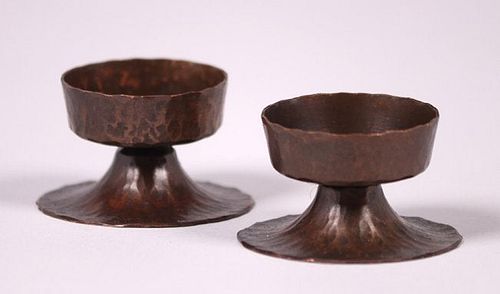 Small Arts & Crafts Hammered Copper Candlesticks