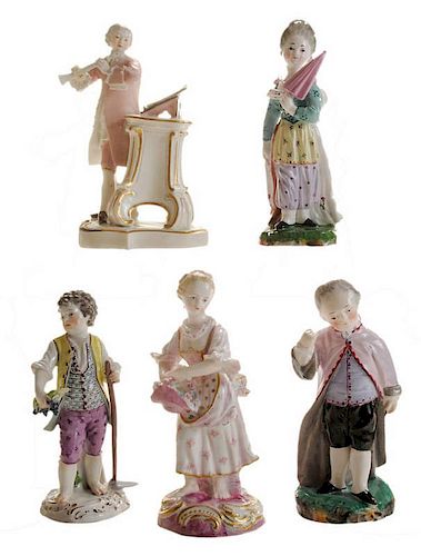 Five Porcelain Figurines, Various