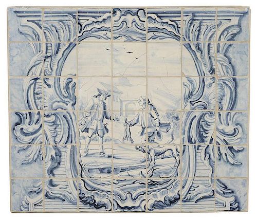 Delft Blue and White Tile Panel