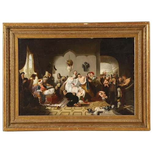 Sir William Allan (British 1782-1850) "Circassian Captives" Oil Board Painting
