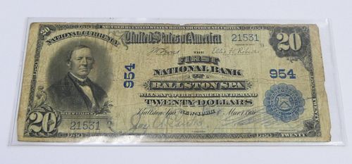 U.S. $20 NOTE 1905 FIRST NATIONAL BANK BALLSTON
