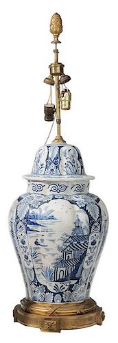 Large Delft Blue and White Lidded Urn