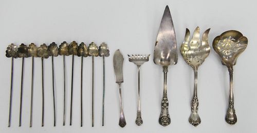 GROUPING OF ANTIQUE STERLING SILVER SERVING PIECES