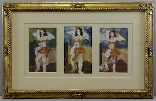 KUHN, Walt. Oil on Paper. Three Studies of Dancers
