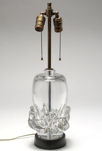 Mid-Century Daum Crystal "Ribbon" Lamp, Colorless