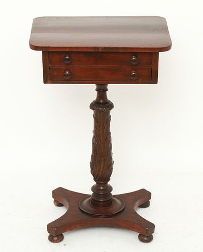 Duncan Phyfe Style Mahogany Pedestal Side Table