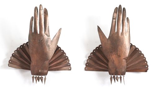 Mexican Tin Hand Form Wall Sconces