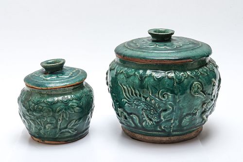 Chinese Ming Dynasty Manner Dragon Tobacco Jars, 2