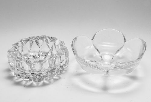 Orrefors Flower Crystal Bowl & Cut Crystal Bowl, 2