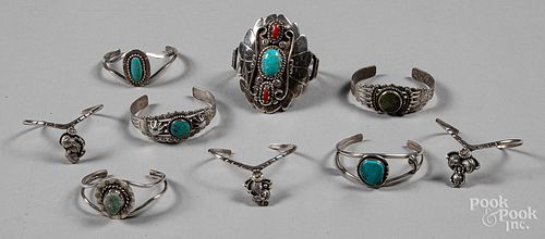 Nine Native American Indian bracelets