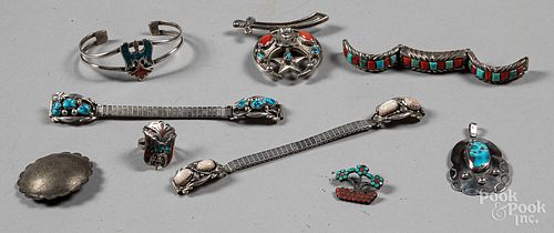 Group of Native American Indian turquoise jewelry