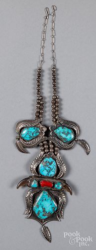 Navajo Indian silver and turquoise necklace