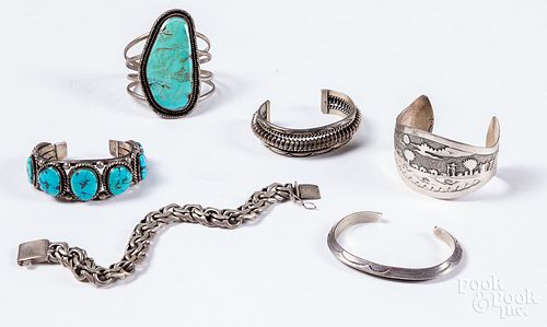 Six southwestern Indian bracelets