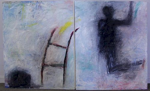 STERN, Pia. Oil on Canvas. Diptych. "The Leaving"