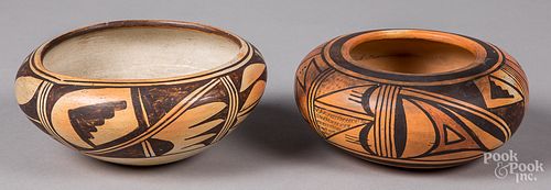 Two Fannie Nampayo Hopi Indian pottery bowls