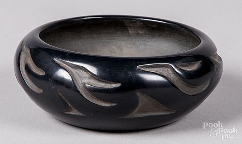 San Ildefonso Indian blackware pottery bowl