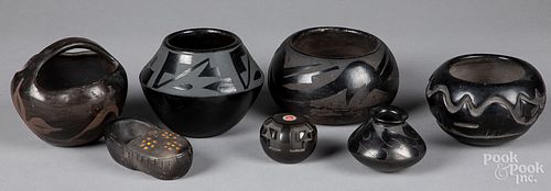 Native American Indian polished blackware pottery