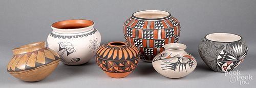 Six southwestern Indian pottery vessels