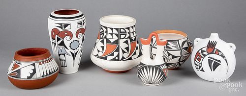 Six Acoma Indian pottery vessels