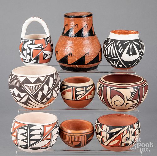 Eight southwestern Indian pottery vessels
