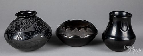 Three southwestern Indian blackware vessels