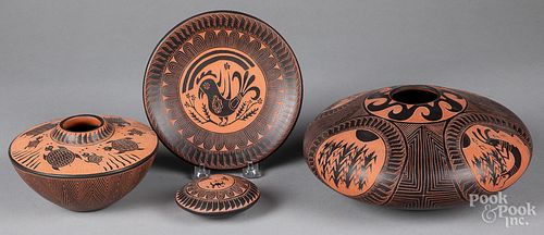 Four Acoma Indian pottery vessels