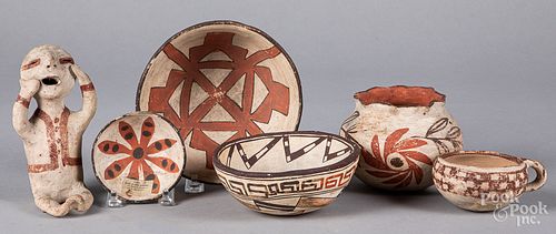 Six small Pueblo Indian pottery items