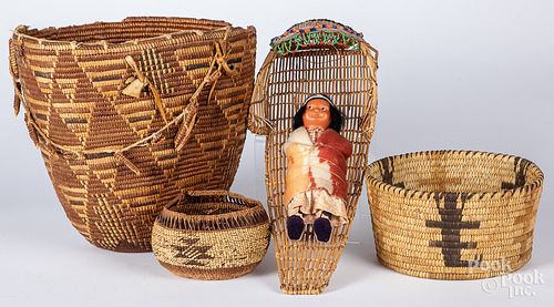 Four Native American Indian basketry