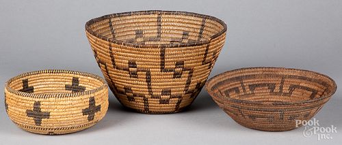 Three southwestern Indian coiled baskets