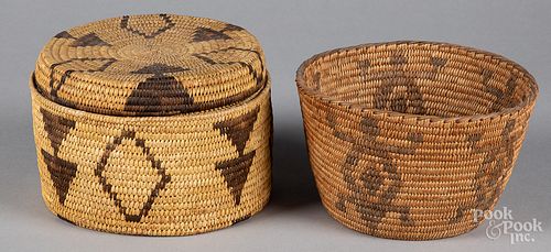 Two southwestern Indian coiled baskets
