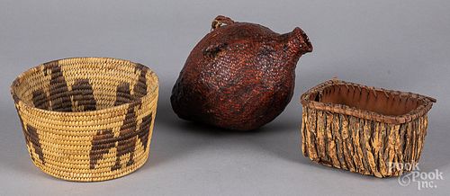 Three Native American Indian basketry items