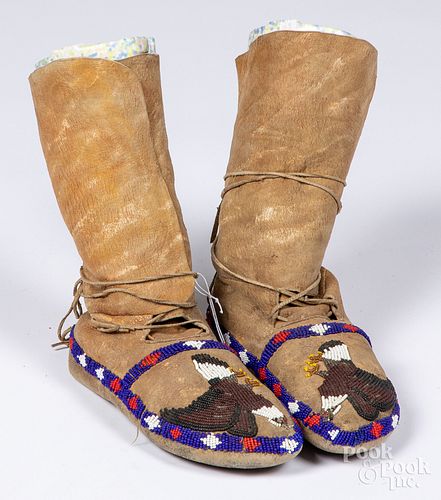 Native American Indian beaded eagle moccasins