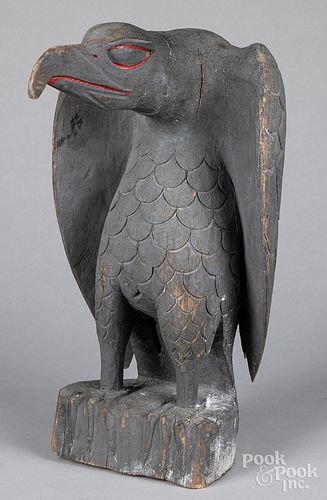 Carved and painted figure of a bird