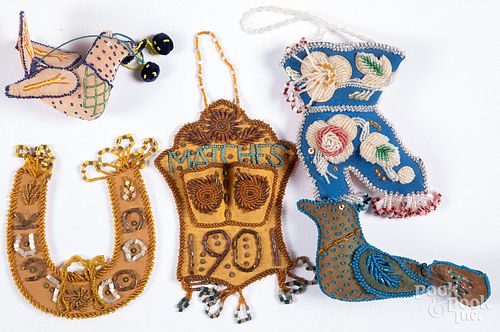 Five Iroquois Indian beadwork whimsies