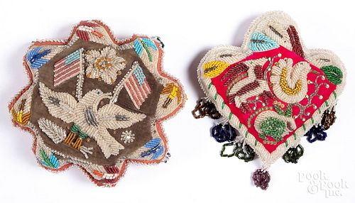 Four Iroquois Indian beaded whimseys