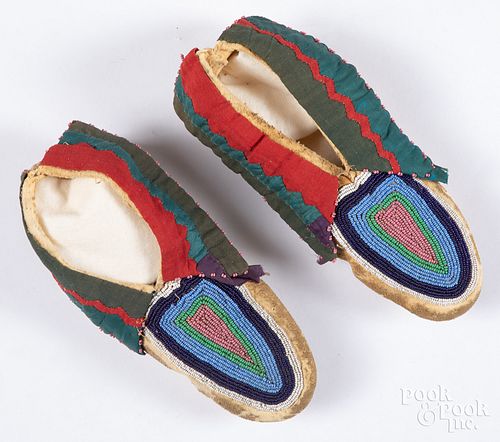 Pair of Delaware Indian youth moccasins