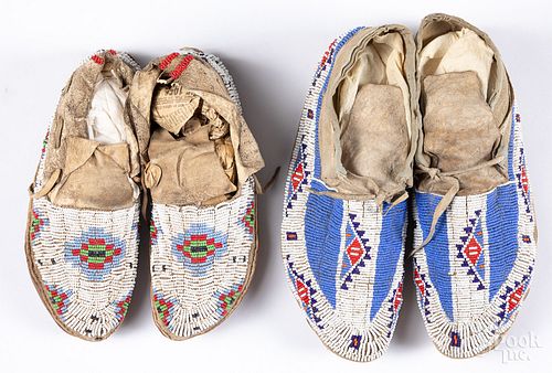 Two pairs of Sioux Indian moccasins