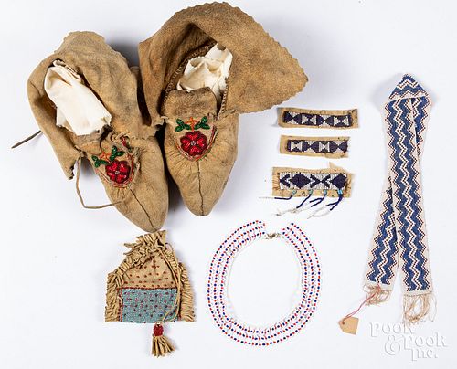 Group of Native American Indian beads and beadwor
