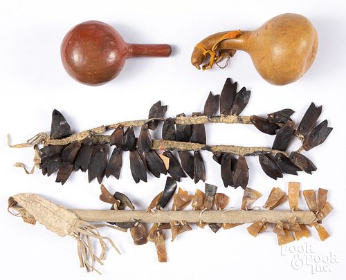 Four Native American Indian rattles